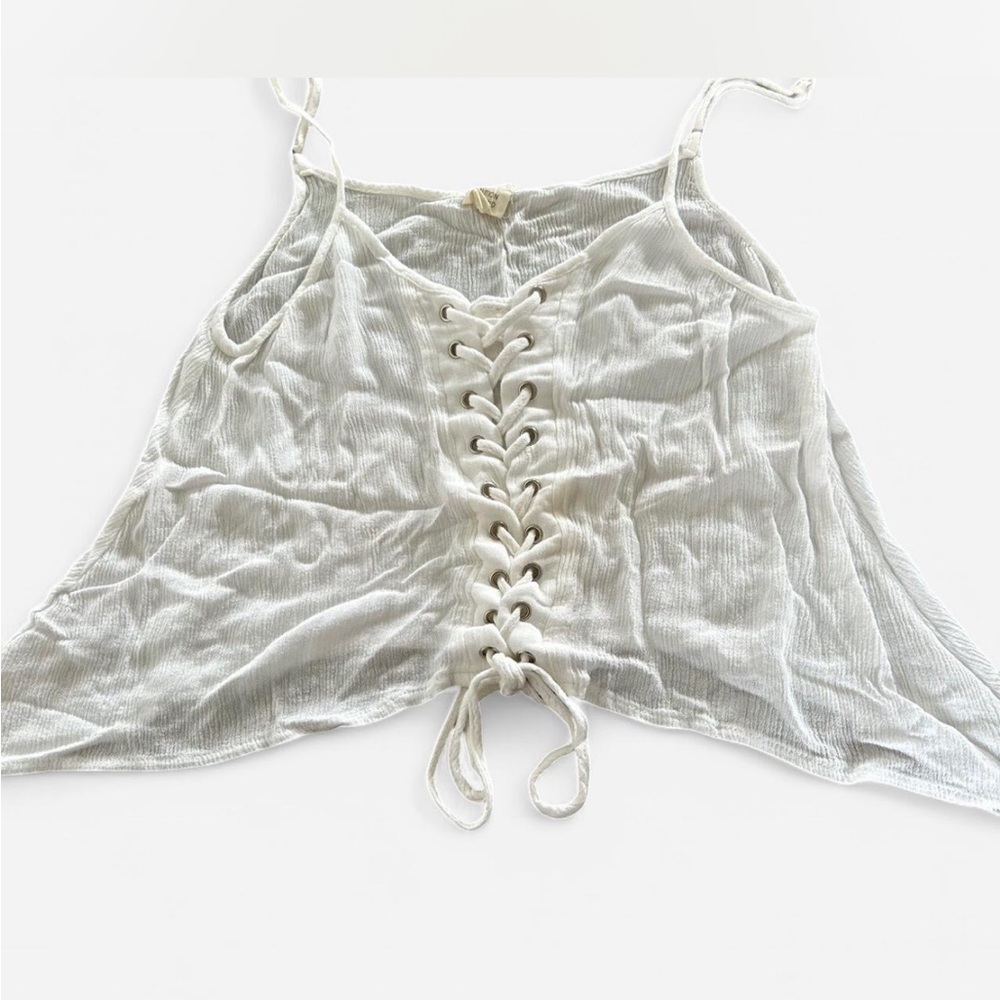 White Lace-Up Women's Top